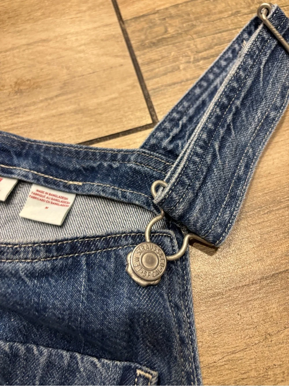 Levis Denim Long Overall Dress Button Front Midi Maxi Size Medium - Picture 7 of 9